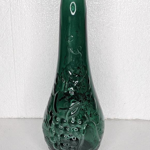 VTG DABS Green Bottle Vase Embossed Fruit Portugal - Picture 3 of 8